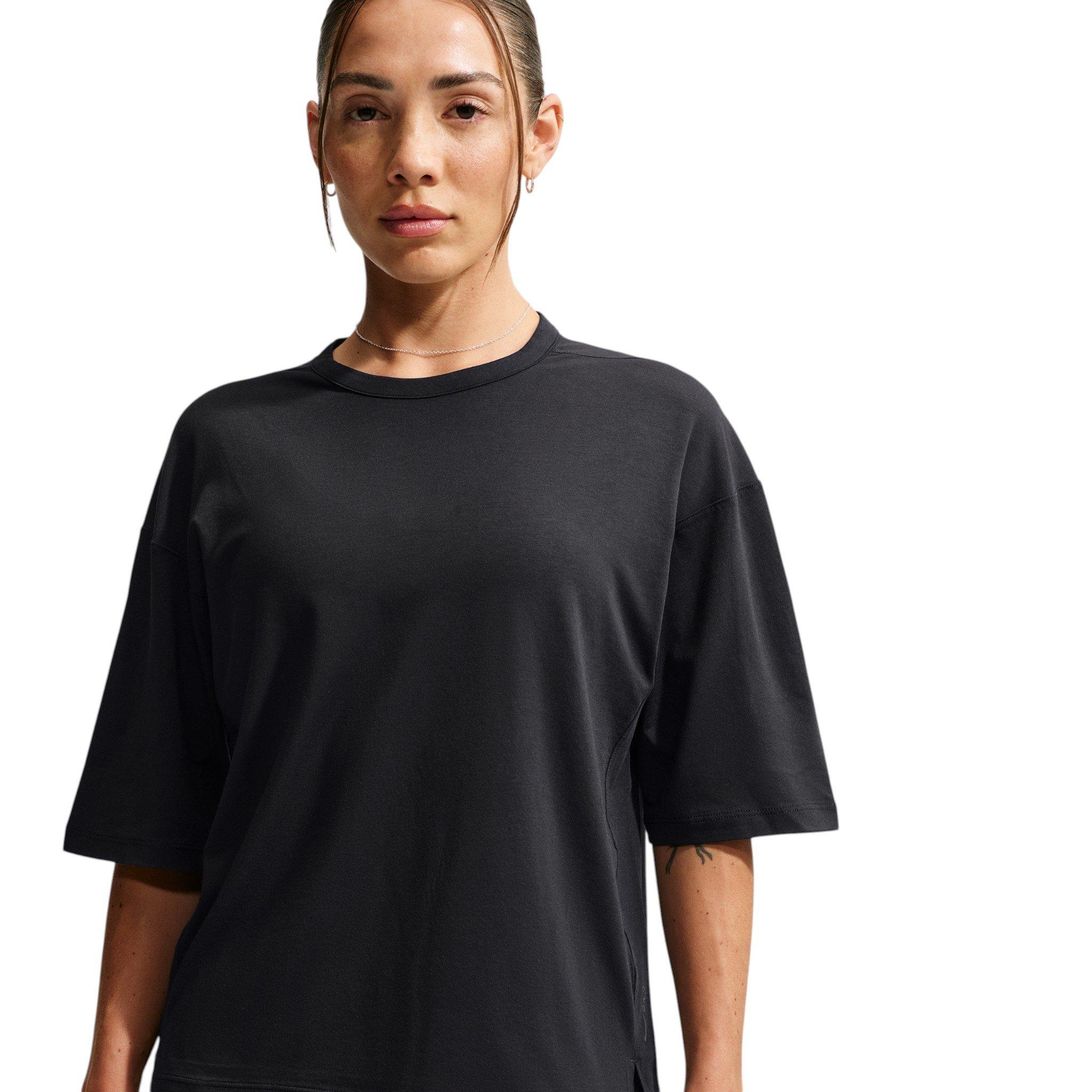 Nike Women's 24.7 ImpossiblySoft Light Dri-FIT Short Sleeve T-Shirt - Black/Grey - BLACK/GREY